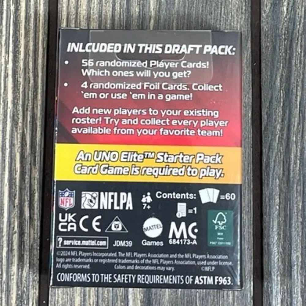 UNO Elite NFL 2024 Core Edition Draft Pack 56 Cards Mattel‎ Games Lot of 3